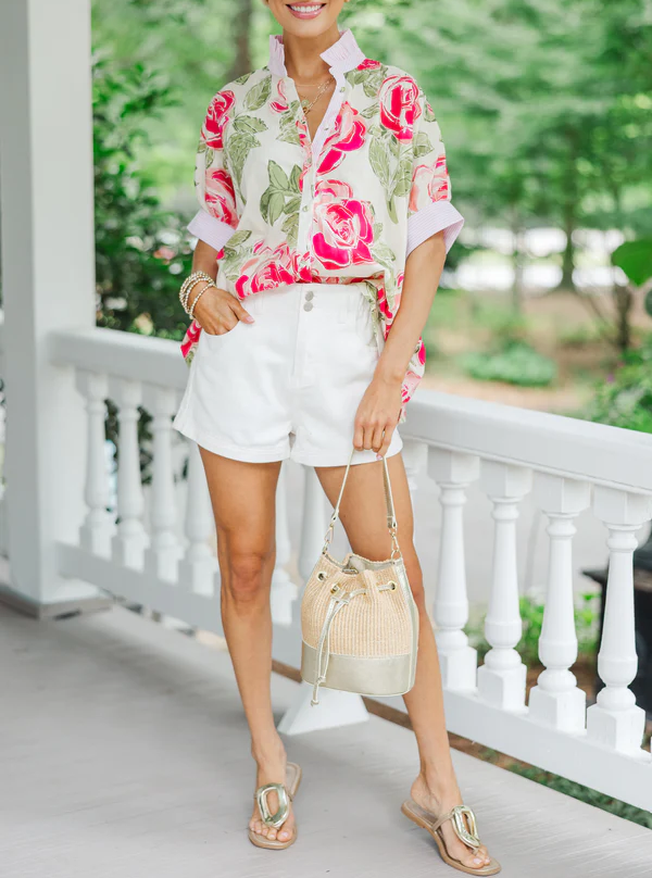 Full  Pink Floral Blouse